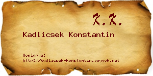 Kadlicsek Konstantin névjegykártya